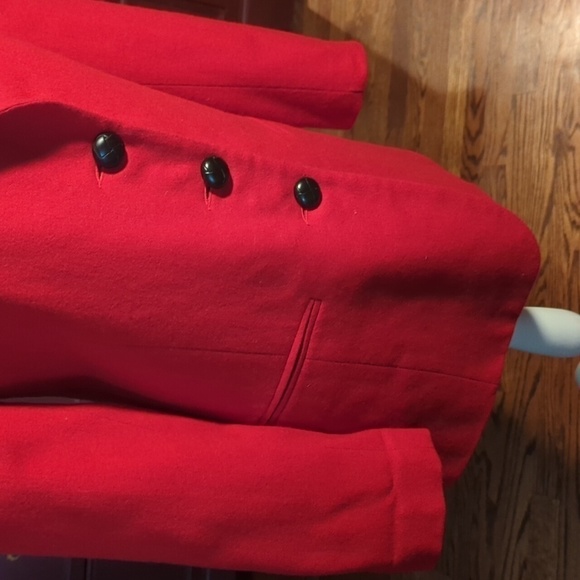 Bloomingdales classic Red wool riding coat equestrian style long blazer sz 8 - Picture 3 of 11